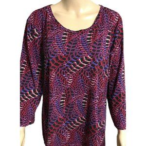 Kim Rogers Blouse Size XL Burgundy Pull Over 3/4 S